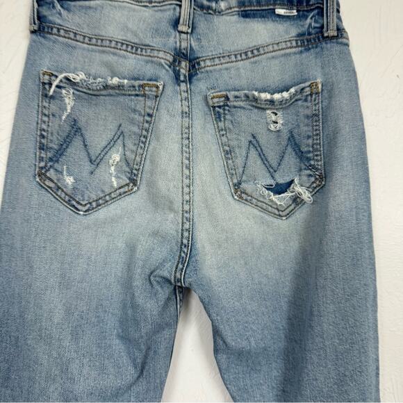 Mother Tomcat High Rise Blue Jeans Womens 24 Straight Leg Cropped Light Wash - Picture 9 of 13